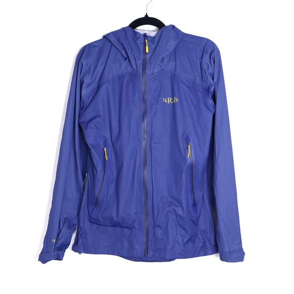RAB Kinetic Alpine Proflex Full Zip Jacket Navy Blue Hooded Waterproof Women's M - Picture 1 of 11